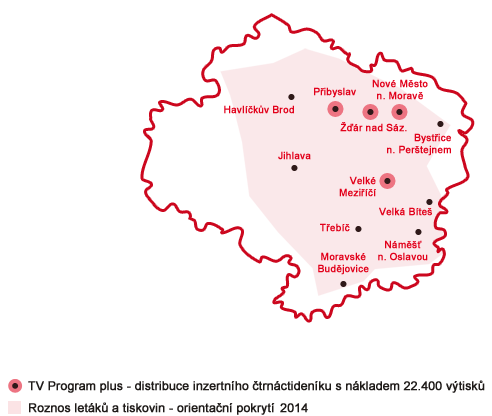 Roznos letáků - mapa distribuce